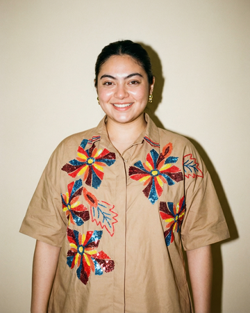 Boho Bloom Oversized Hand Embroidered Shirt