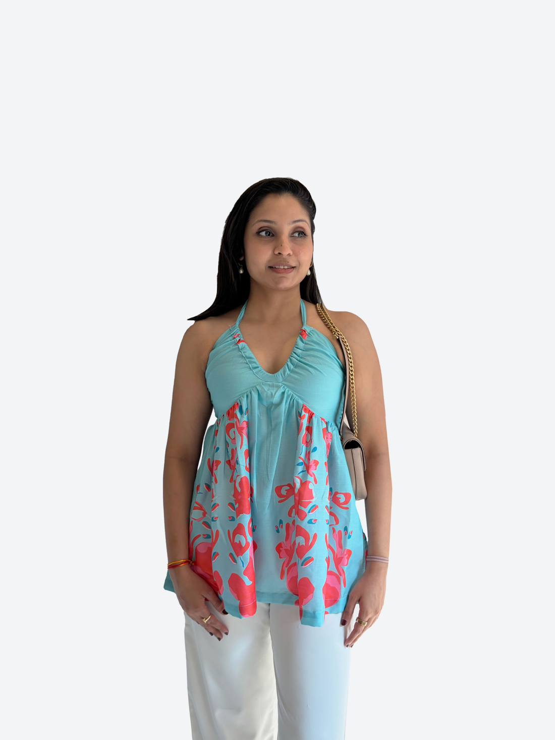 Aqua Bloom Halter Top