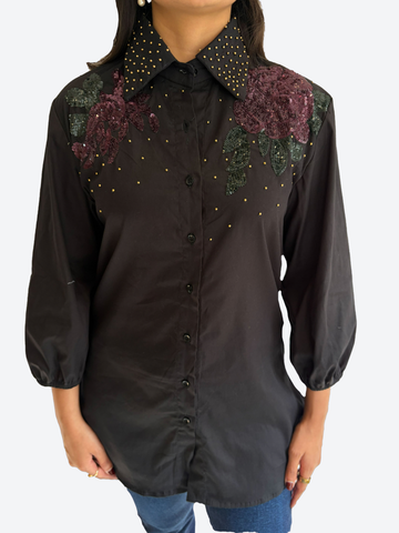 Midnight Bloom Embellished Shirt
