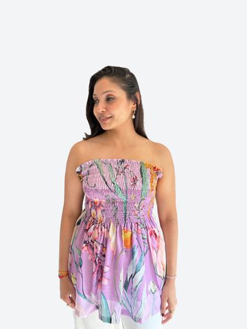 Lavender Bloom Smocked Tube Top
