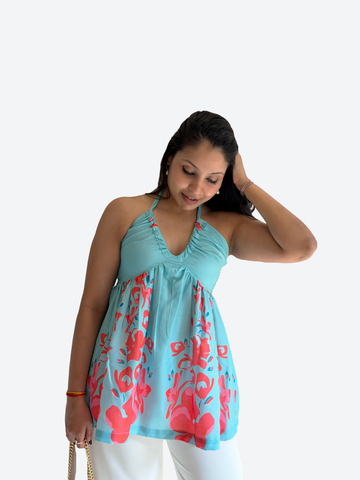 Aqua Bloom Halter Top