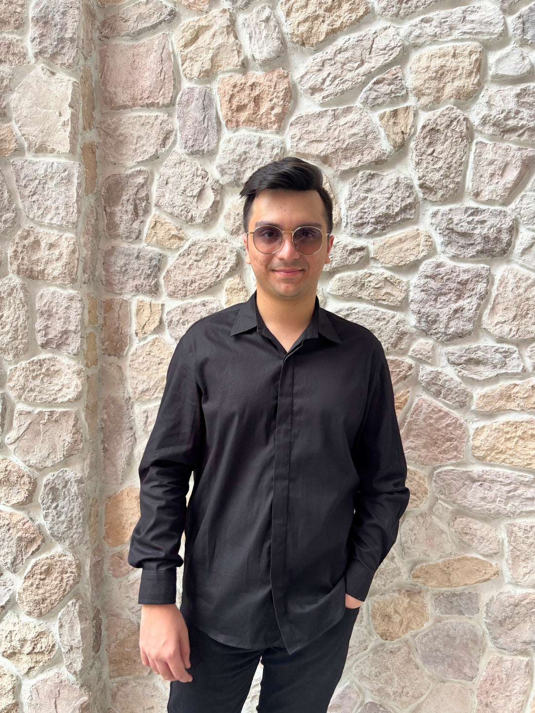 Midnight Wings Men's Embellished Black Shirt