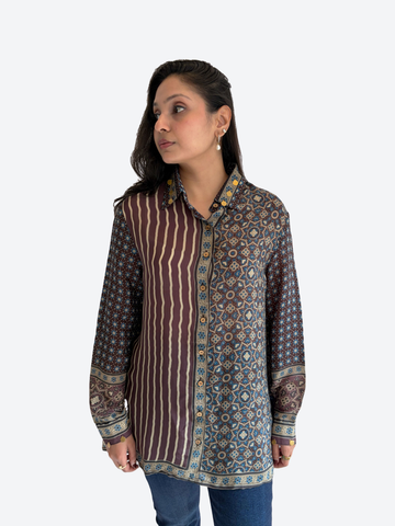 Indigo Mosaic Panel Shirt