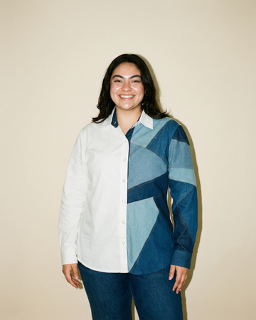 Dual-Tone Denim Patchwork Shirt
