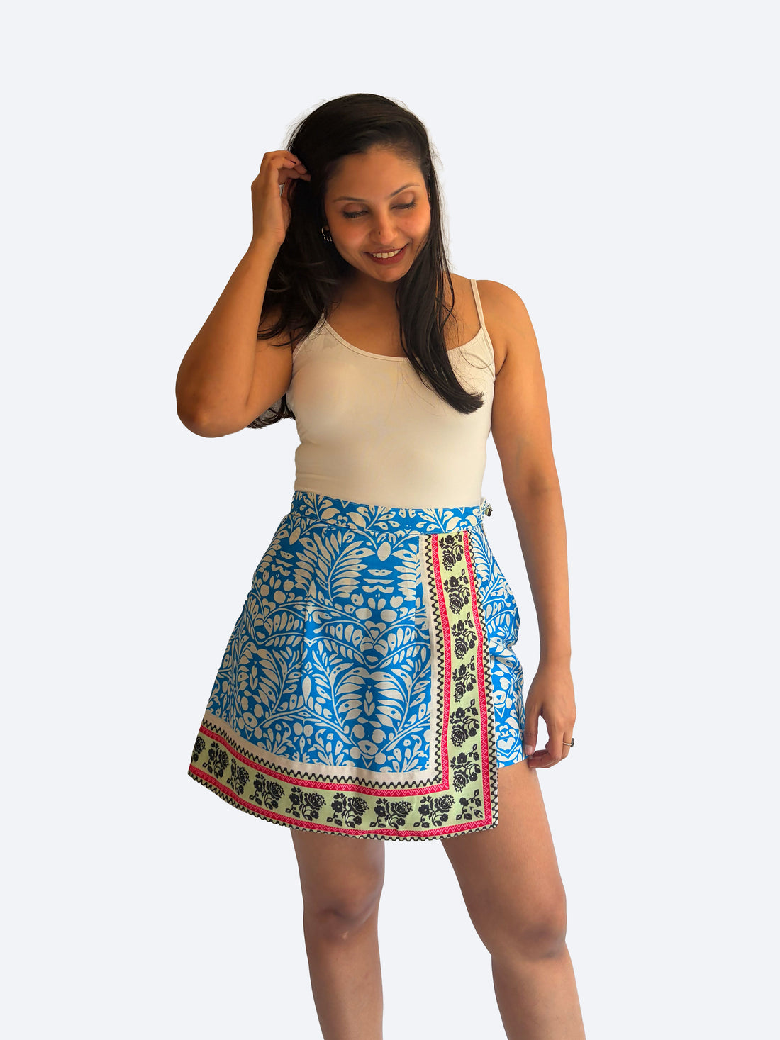 Indigo geometric  skort