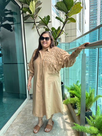 Desert Chic Fringe Shirt Dress