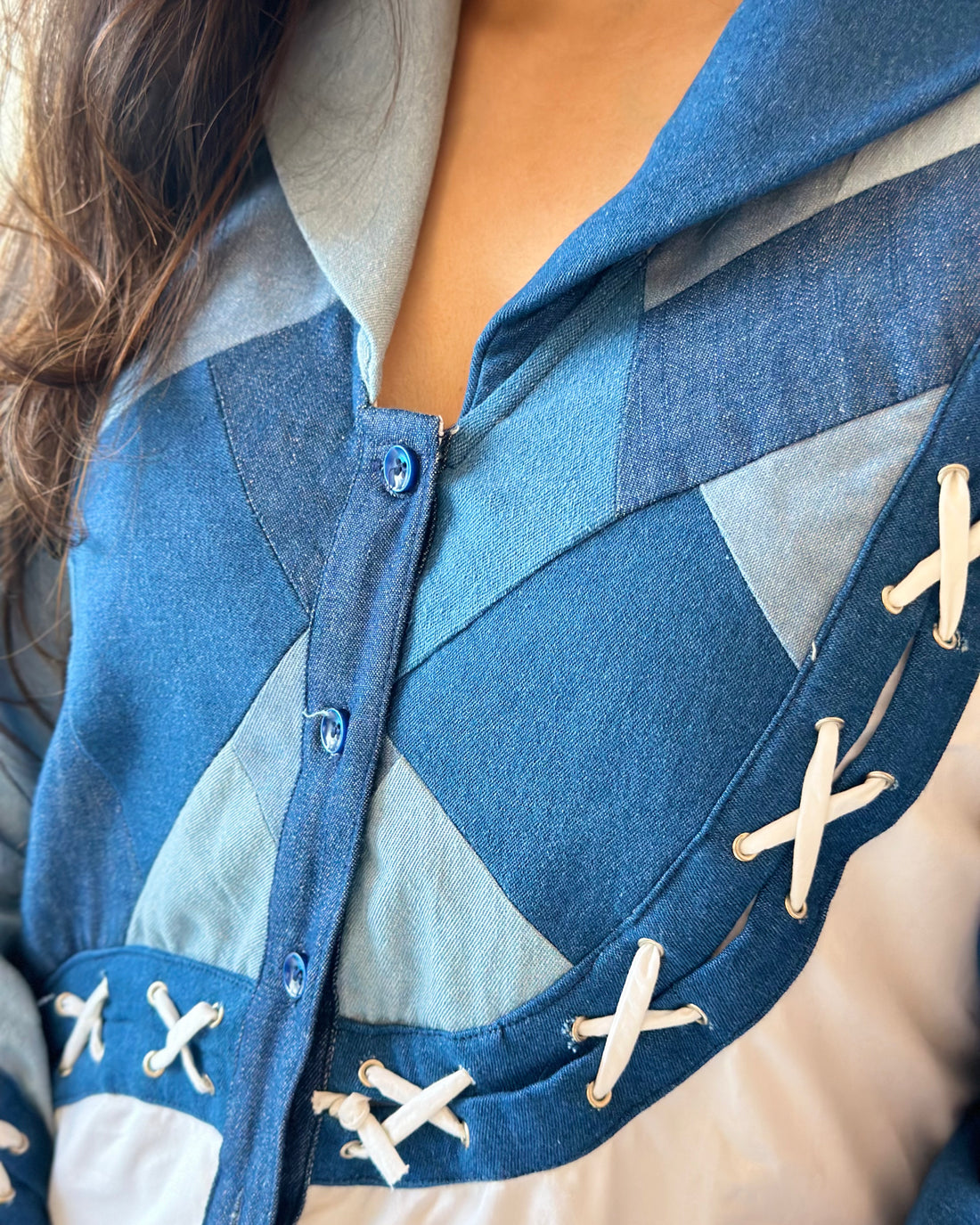 Denim Corset Patchwork Shirt