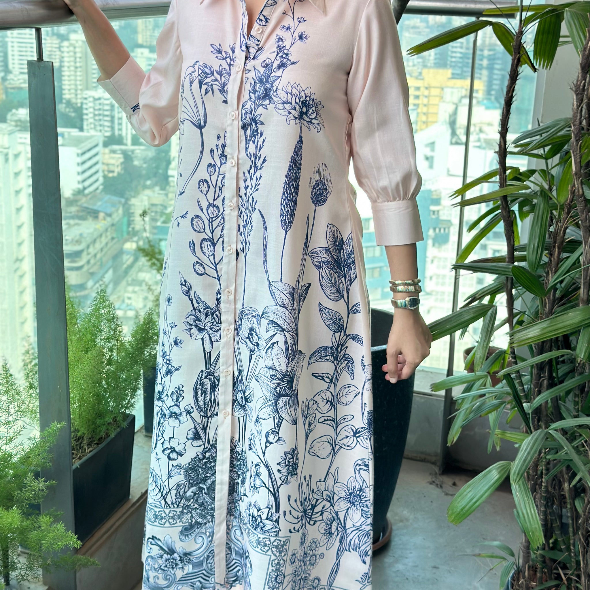 Elegance in Bloom Shirt Dress