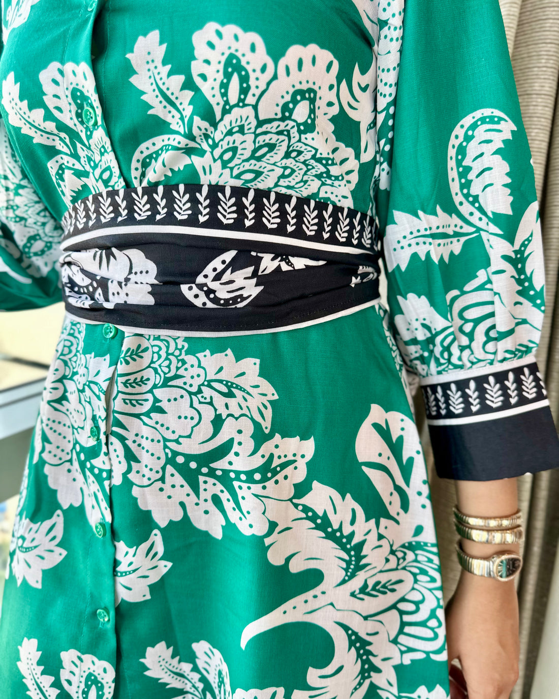 Emerald Elegance Shirt Dress