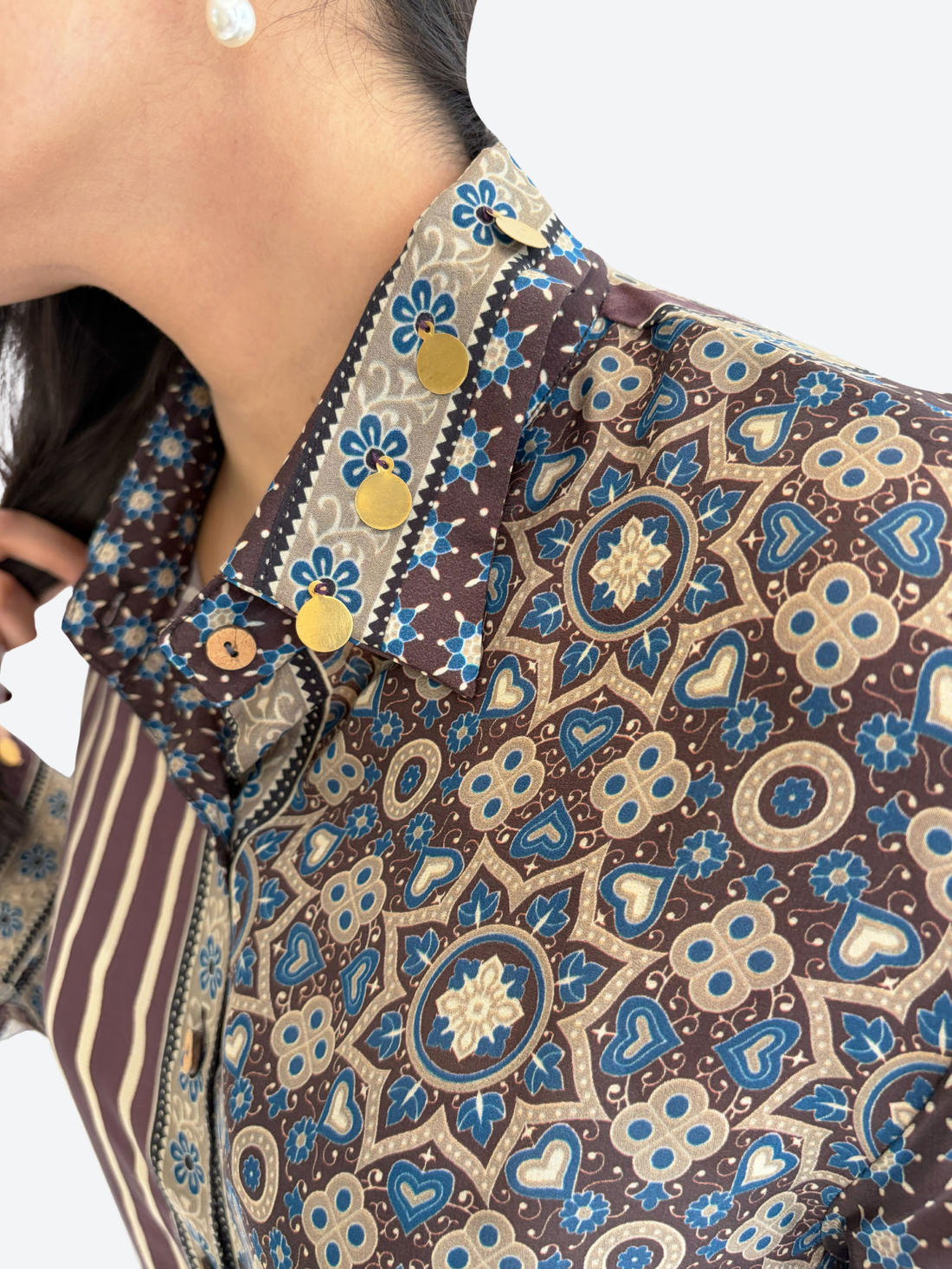 Indigo Mosaic Panel Shirt