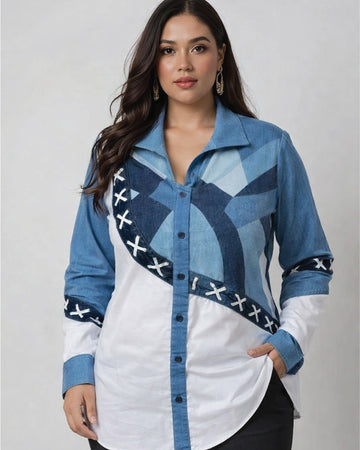 Denim Corset Patchwork Shirt