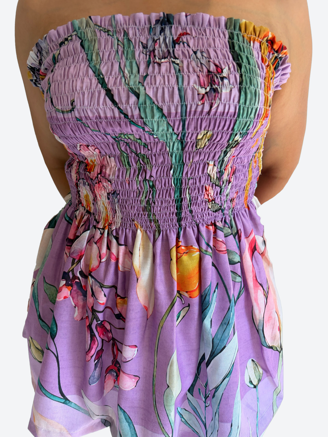 Lavender Bloom Smocked Tube Top