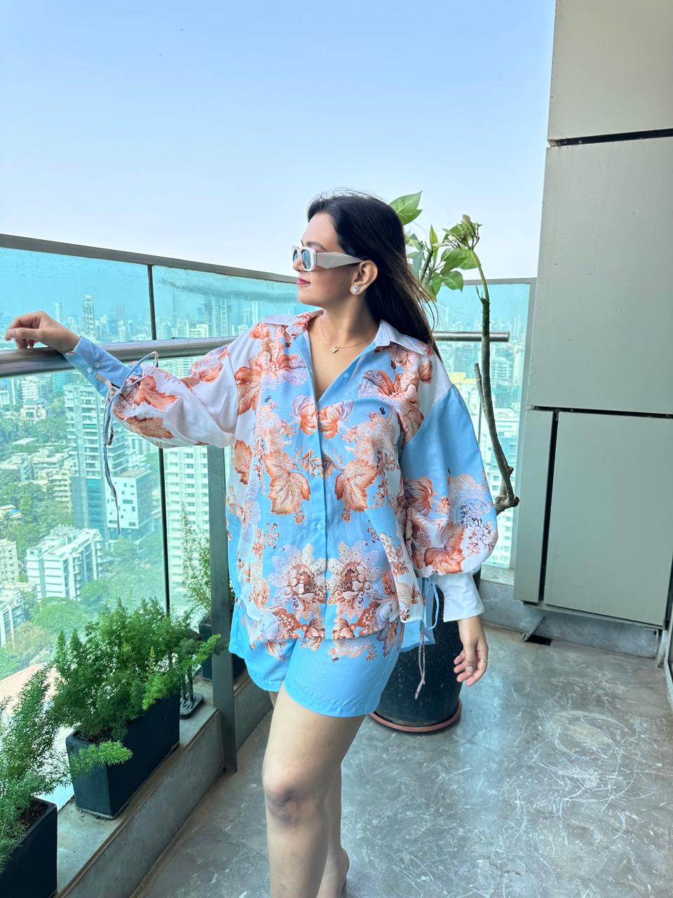 Sky Blue Floral Co-ord Set