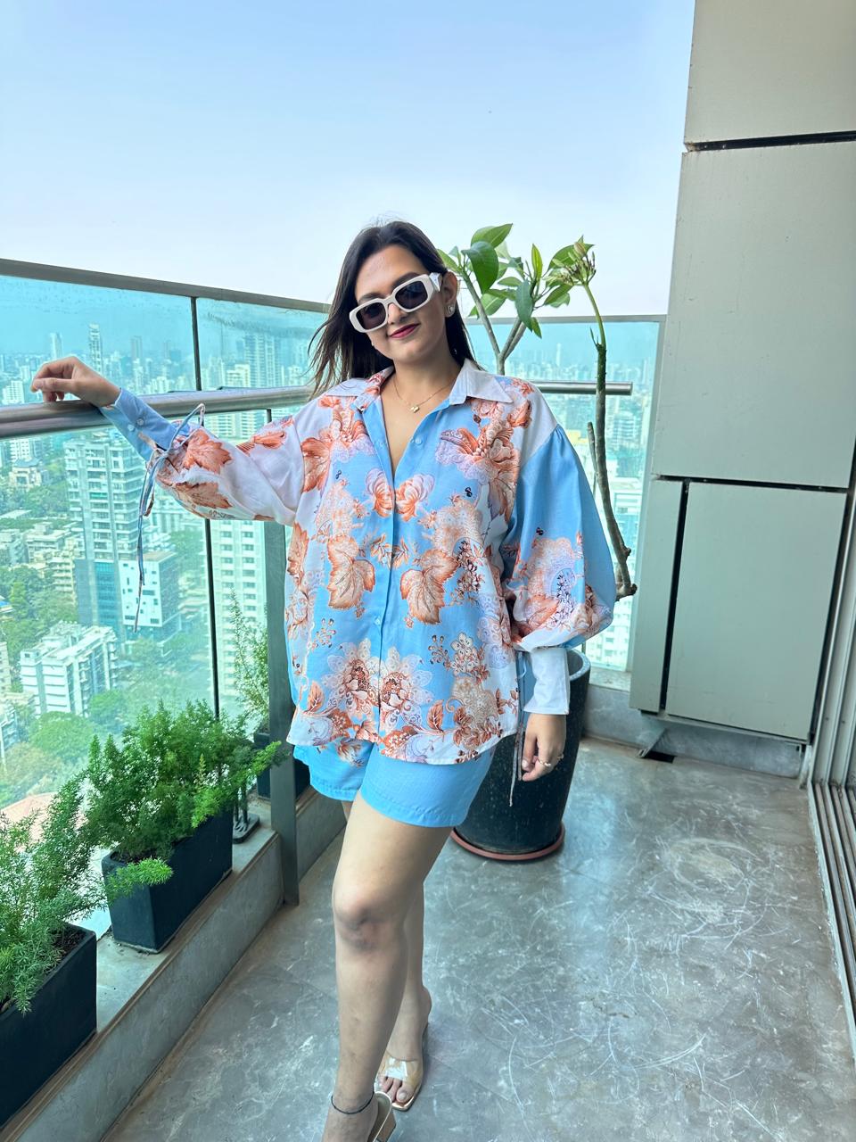Sky Blue Floral Co-ord Set