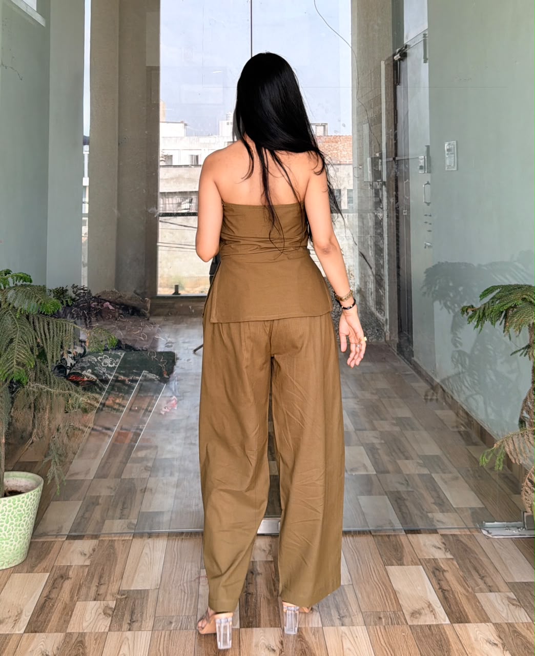 Olive Aura Strapless Co-ord Set