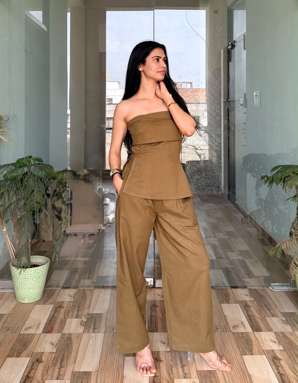 Olive Aura Strapless Co-ord Set