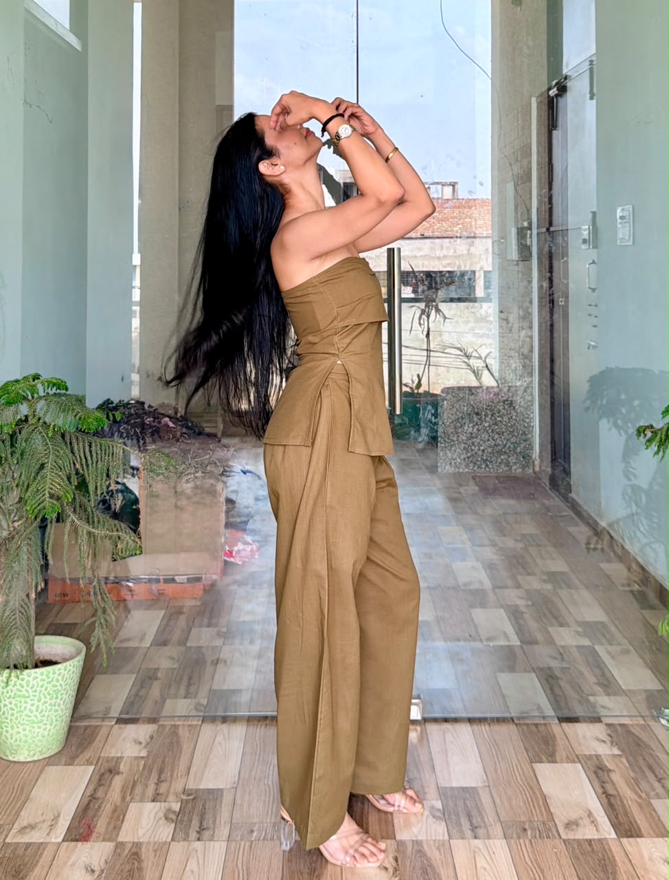 Olive Aura Strapless Co-ord Set