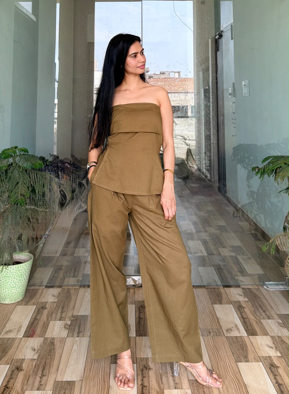 Olive Aura Strapless Co-ord Set