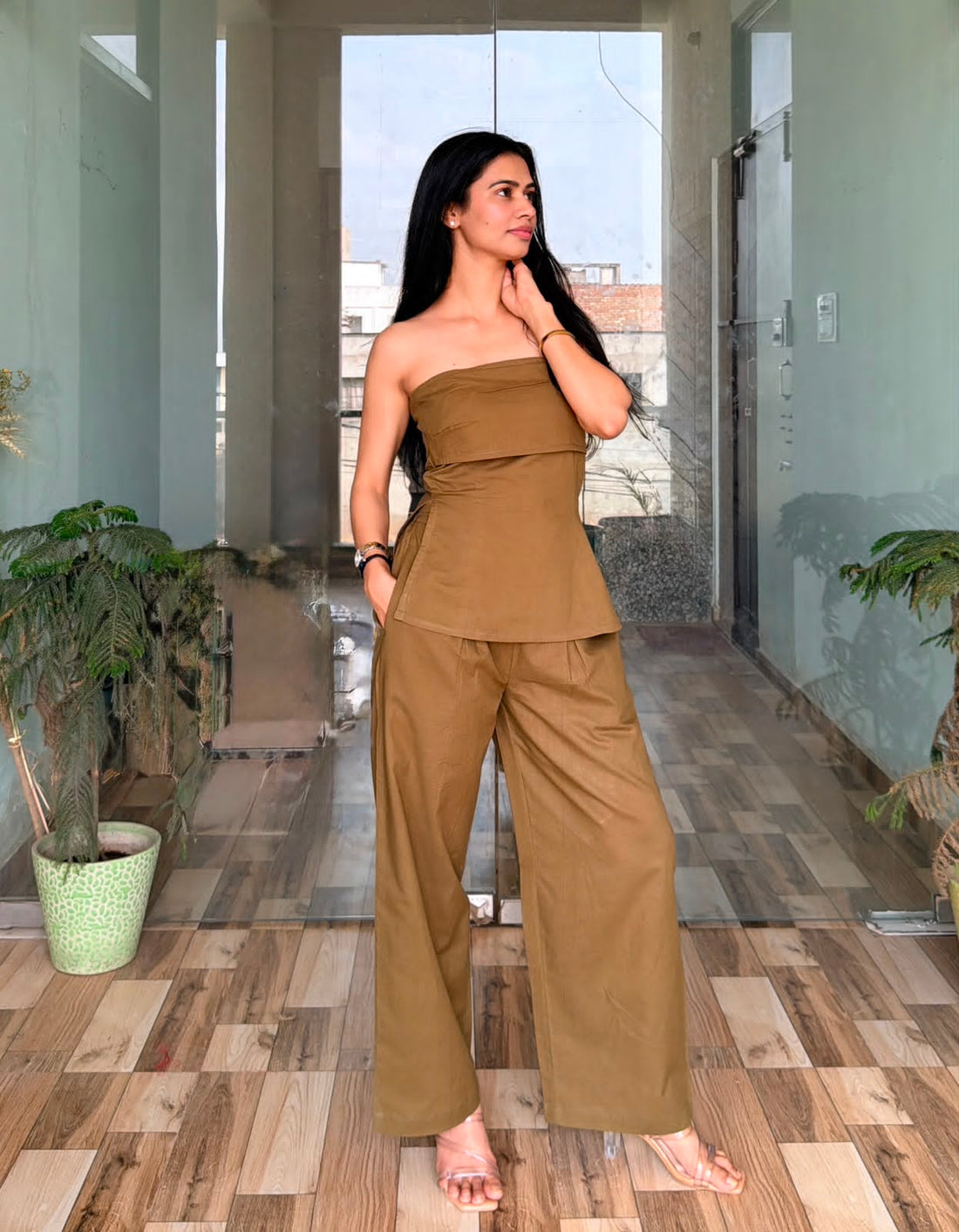 Olive Aura Strapless Co-ord Set
