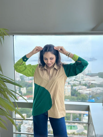 Earthy Elegance Colorblock Shirt