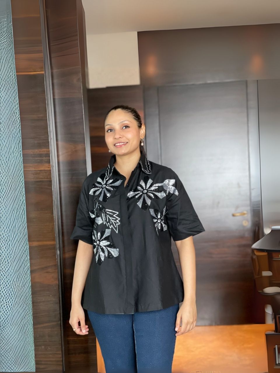 Boho Bloom Oversized Hand Embroidered Shirt